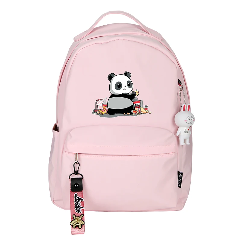 Фото Animal Panda Kawaii Women Backpack Pink School Bags for Teenage Girls Mochila Feminina Nylon Laptop Bagpack | Багаж и сумки