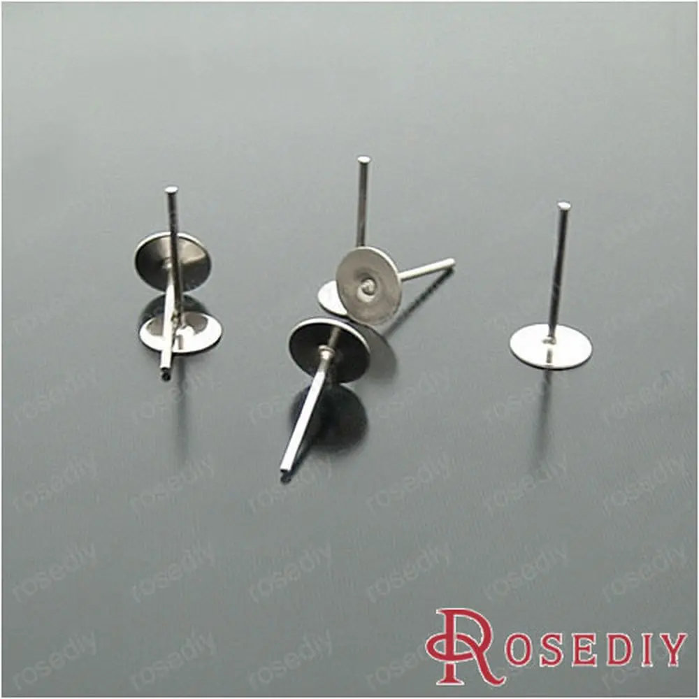 

Wholesale Imitation Rhodium Iron Stud Earring with 6mm Paste settings Diy Jewelry Findings Accessories 200 pieces(JM4920)
