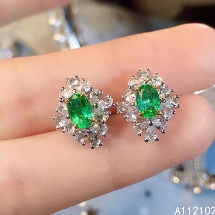 

KJJEAXCMY 925 sterling silver inlaid natural emerald earrings new noble ladies ear stud support test hot selling