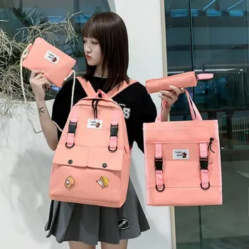 4 Piece Set Women Backpack Canvas School Bag For Teenage Girls Large Capacity Rucksack Anti Theft College Bags Female Bags
4 Piece Set Women Backpack Canvas School Bag For Teenage Girls Large Capacity Rucksack Anti Theft College Bags Female Bags