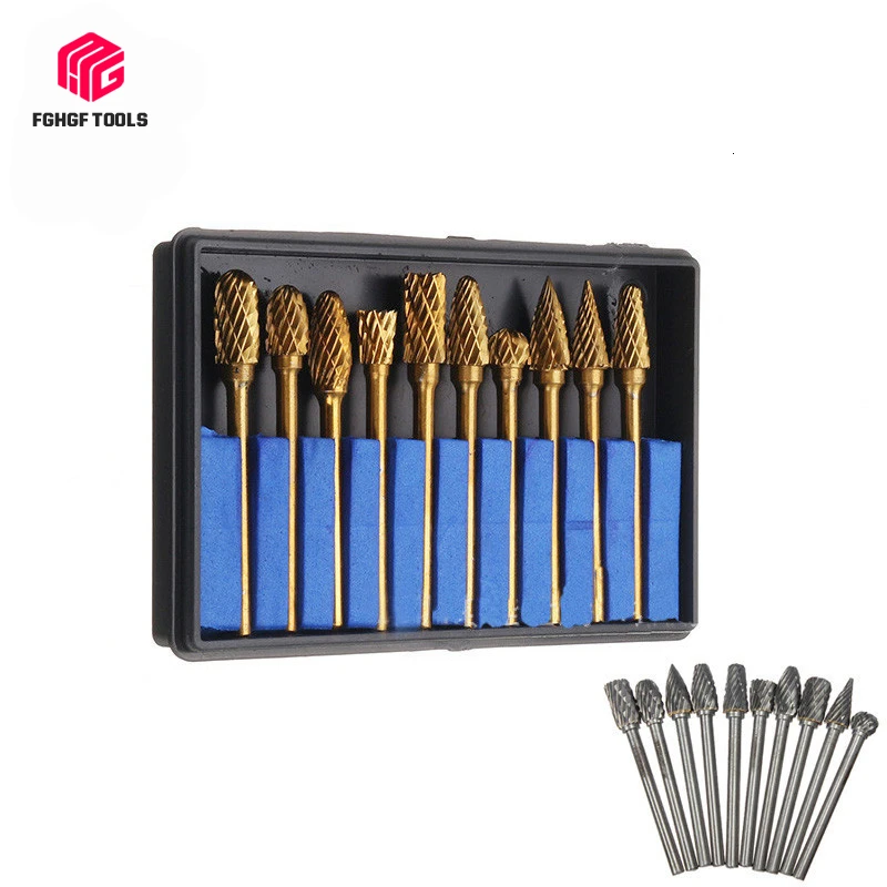 FGHGF 10pcs 3x6mm tungsten carbide drill engraving bits set for metal burr tungstenio CNC dremel mini cone milling cutter
FGHGF 10pcs 3x6mm tungsten carbide drill engraving bits set for metal burr tungstenio CNC dremel mini cone milling cutter