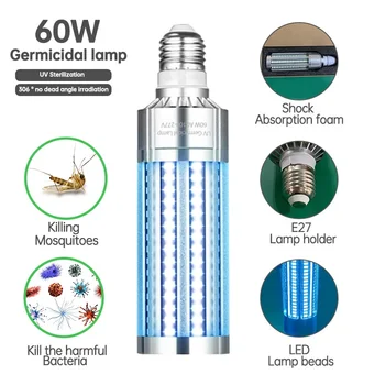 Remote Control 60W UV Sterilization 99% Germicidal Lamp Sanitizer for Home Lamp E27 LED UVC Light Bulb Sterilization 220V 110V
Remote Control 60W UV Sterilization 99% Germicidal Lamp Sanitizer for Home Lamp E27 LED UVC Light Bulb Sterilization 220V 110V