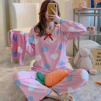 2020 Spring Autumn Long Sleeve Pajama Sets For Women Premium Cotton Good Quality Pyjamas Loose Comfort Pijama Female Sleepwear
2020 Spring Autumn Long Sleeve Pajama Sets For Women Premium Cotton Good Quality Pyjamas Loose Comfort Pijama Female Sleepwear