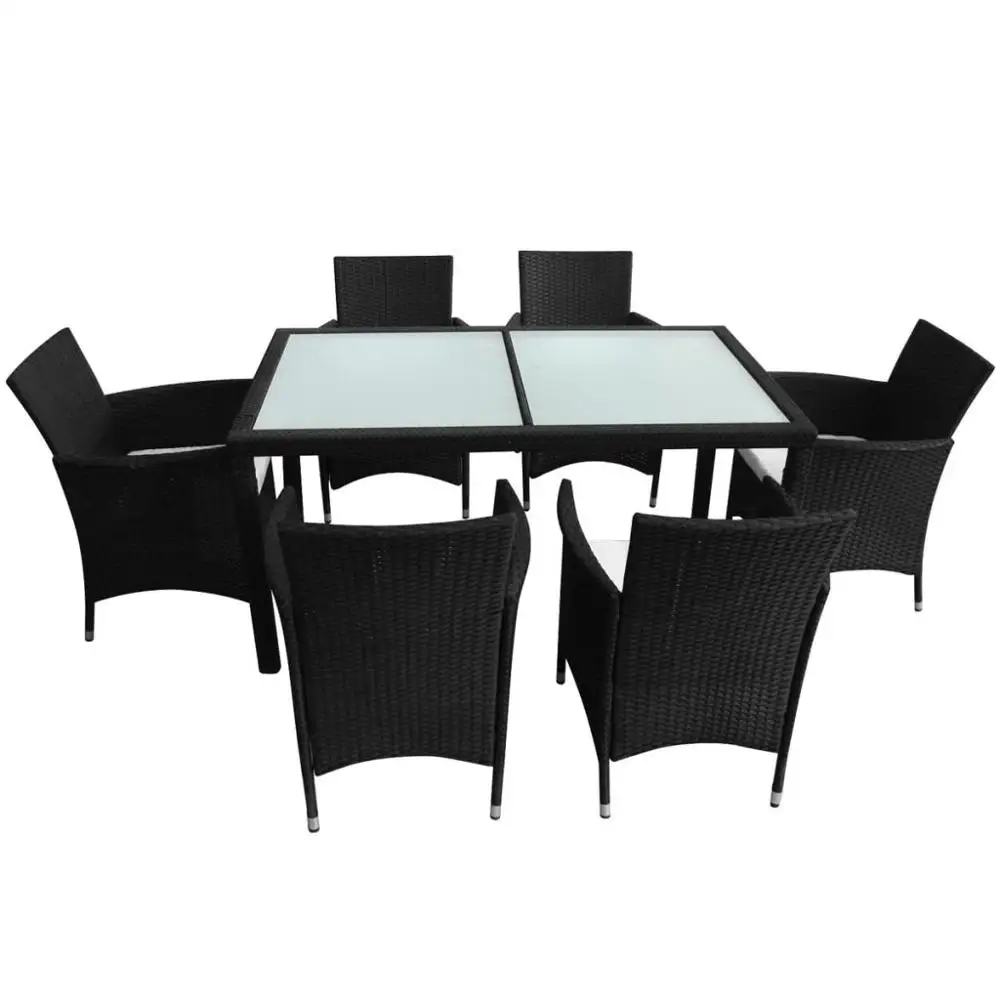 7 Piece Outdoor Dining Table Set Poly Rattan Black Patio Furniture Set Outdoor Furniture Set 
7 Piece Outdoor Dining Table Set Poly Rattan Black Patio Furniture Set Outdoor Furniture Set