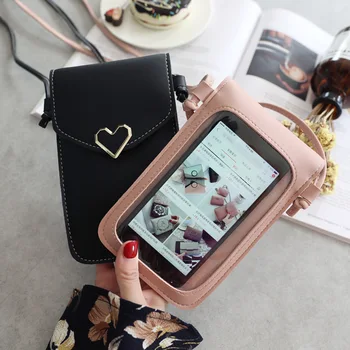 Women's heart-shaped metal decoration transparent touch screen multifunctional mobile phone bag 2019 new simple retro bag
Women's heart-shaped metal decoration transparent touch screen multifunctional mobile phone bag 2019 new simple retro bag