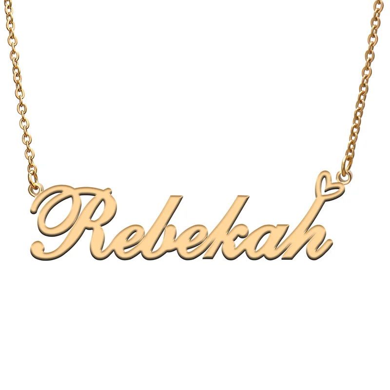 

Rebekah Name Tag Necklace Personalized Pendant Jewelry Gifts for Mom Daughter Girl Friend Birthday Christmas Party Present