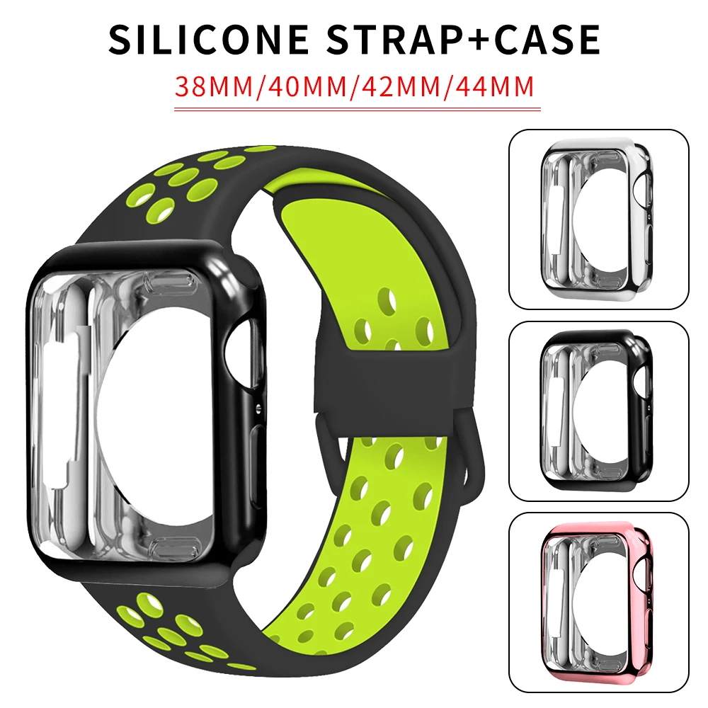 silicone Sport strap+Case Apply to apple watch 5 4 3 2 series 38mm 42mm band For iwatch 40mm 44mm 6se Bracelet wrist accessories
silicone Sport strap+Case Apply to apple watch 5 4 3 2 series 38mm 42mm band For iwatch 40mm 44mm 6se Bracelet wrist accessories