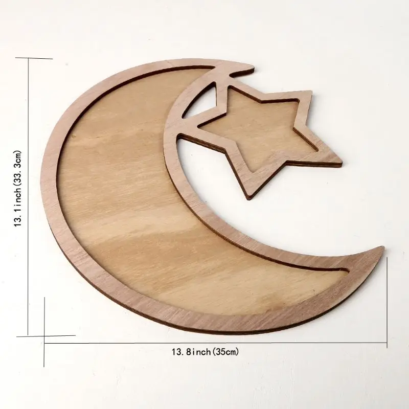 Rustic Wooden Crescent Moon Srar Eid Ramadan Party Food Serving Tableware Dessert Pastry Tray Display Holder Decor Ornament
Rustic Wooden Crescent Moon Srar Eid Ramadan Party Food Serving Tableware Dessert Pastry Tray Display Holder Decor Ornament