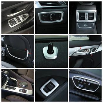 Lapetus Matte Interior Refit Kit For BMW X1 F48 2016 - 2020 Gearbox / Roof Reading Lamps / Air AC Panel / Seat Adjust Cover Trim