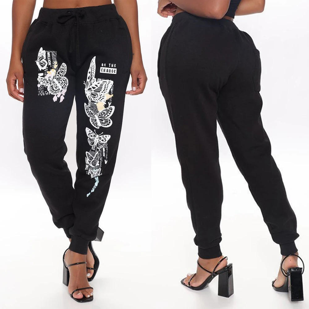 Butterfly Printed Women Pants Soft Cotton Knitted Sweatpants Casual Drawstring Mid Waist Trousers Cool Hip Pop Pants Streetwear
Butterfly Printed Women Pants Soft Cotton Knitted Sweatpants Casual Drawstring Mid Waist Trousers Cool Hip Pop Pants Streetwear