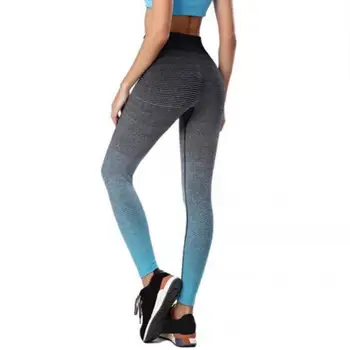 Elastic Skinny Striped Ombre Leggings Gym Pants for Women Blue L
Elastic Skinny Striped Ombre Leggings Gym Pants for Women Blue L