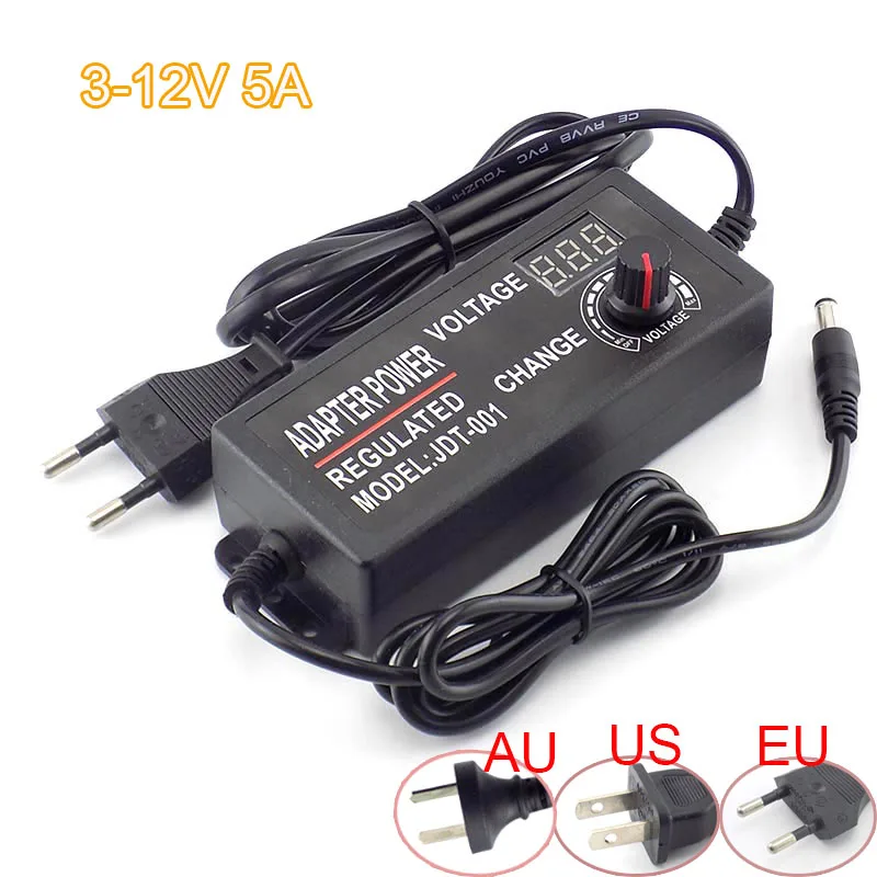 AC 100-220V to DC 3-12V 5A Adjustable Power Adapter Power Supply CCTV Camera for Led Strip Light Display Screen Charger G16
AC 100-220V to DC 3-12V 5A Adjustable Power Adapter Power Supply CCTV Camera for Led Strip Light Display Screen Charger G16