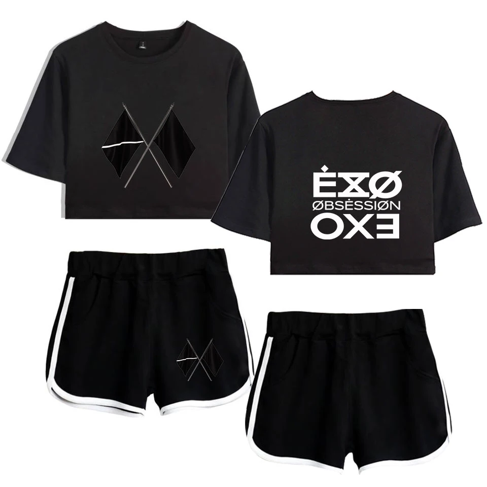 Frdun Tommee 2019 KPOP EXO Sixth Album OBSESSION X-EXO Женский комплект из двух предметов шорты + Милая