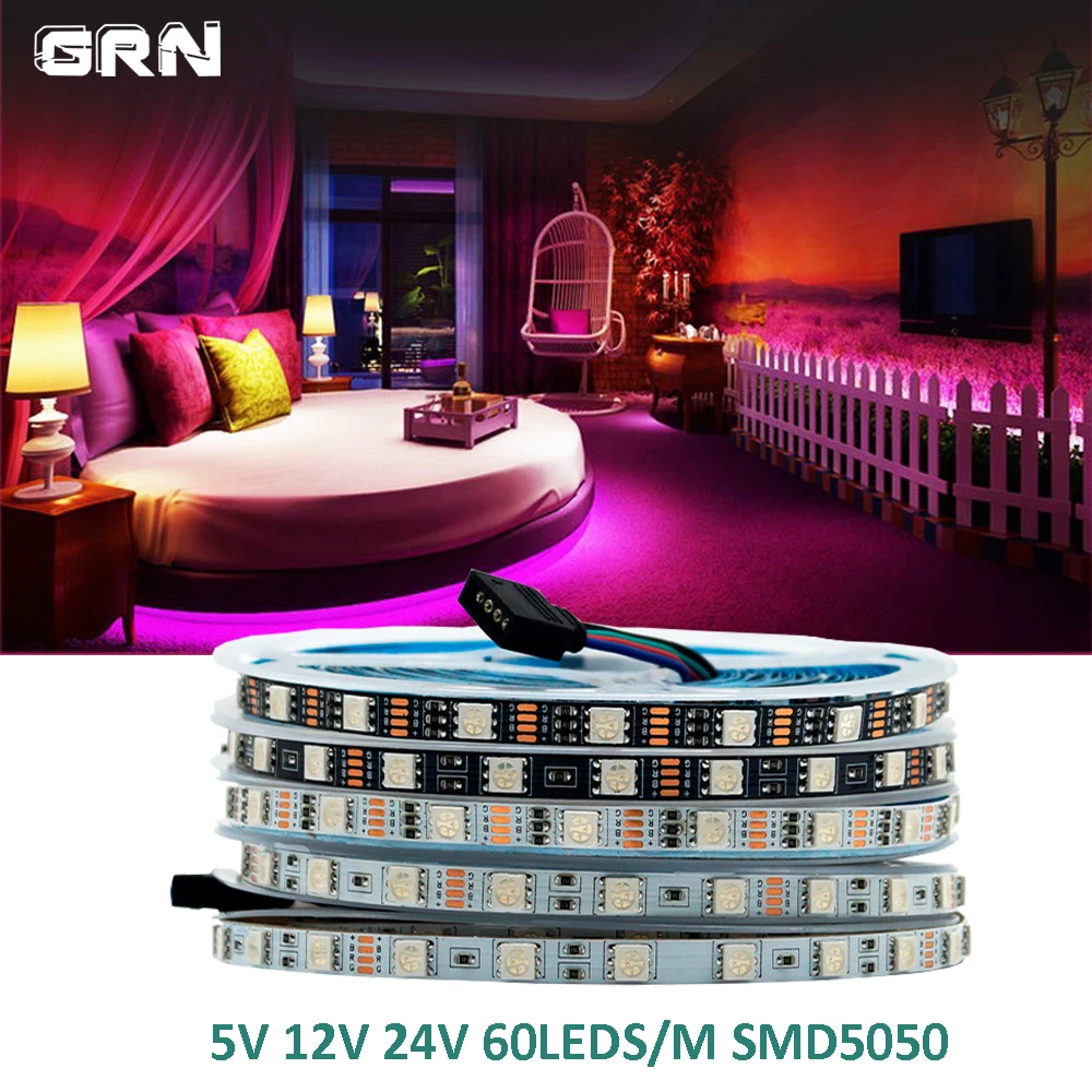 Светодиодная лента 5050SMD RGB, 60 светодиодов/м, 5 В, 12 В постоянного тока, 24 В
Светодиодная лента 5050SMD RGB, 60 светодиодов/м, 5 В, 12 В постоянного тока, 24 В