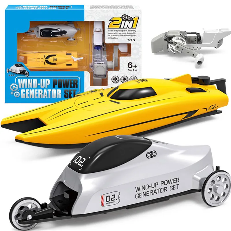 2 pcs/set Child Toy's Hand Boats and car Wind-Up Power Generator For Children Toys Diy Children Educational Play
2 pcs/set Child Toy's Hand Boats and car Wind-Up Power Generator For Children Toys Diy Children Educational Play