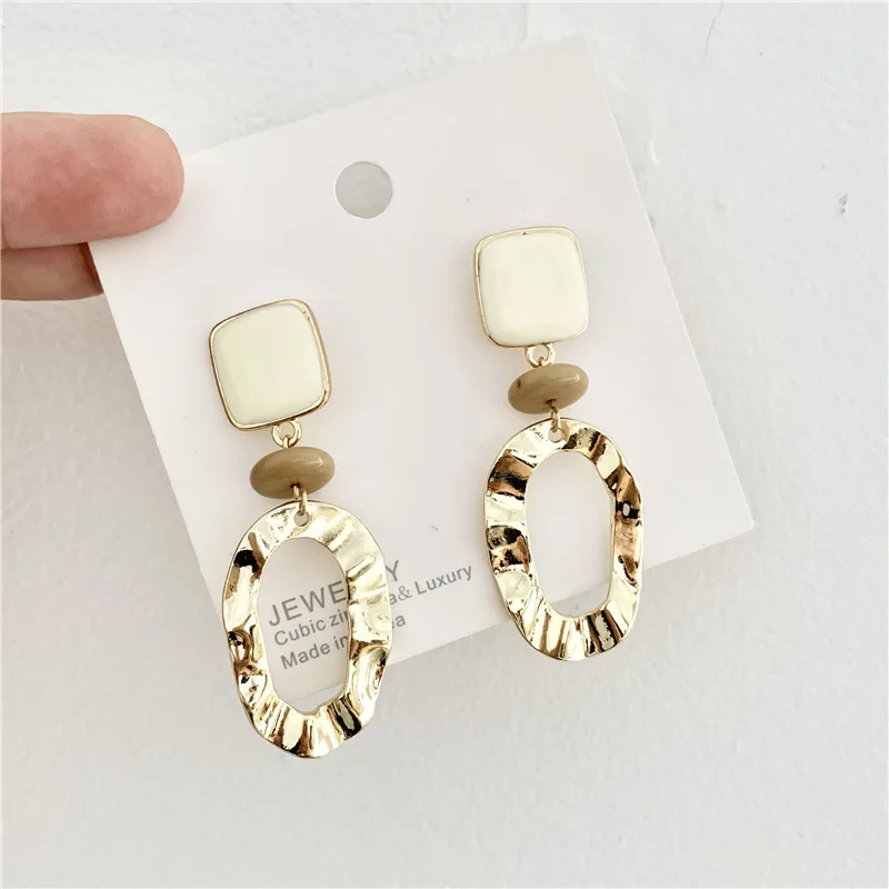 NEW Fashion Temperament Women Drop Glaze RUANME A Pair Of Eardrop Long Metal Geometry Earrings Jewelry Accessories NEW Fashion Temperament Women Drop Glaze RUANME A Pair Of Eardrop Long Metal Geometry Earrings Jewelry Accessories