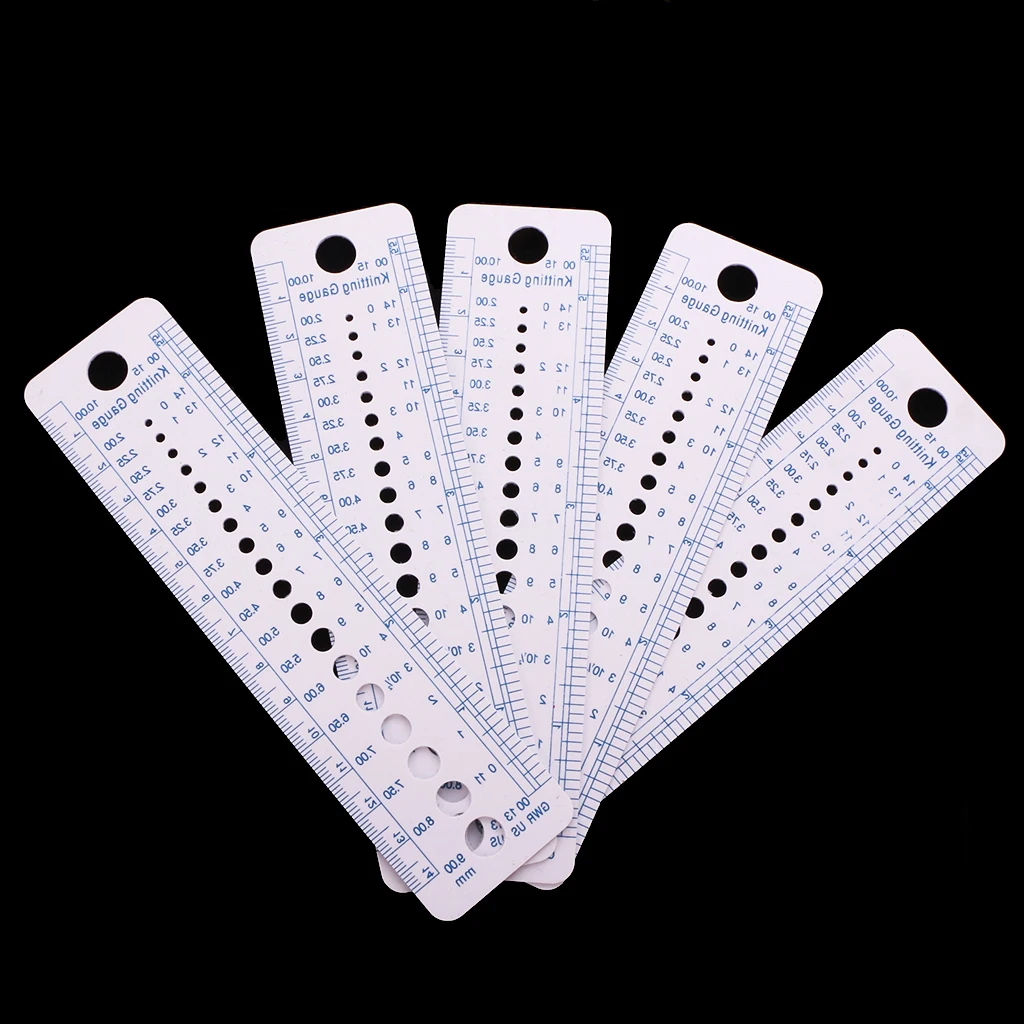 5 Pieces Useful Sewing Knitting Needle Gauge Inch cm Ruler (US UK Canada Size) 5 Pieces Useful Sewing Knitting Needle Gauge Inch cm Ruler (US UK Canada Size)