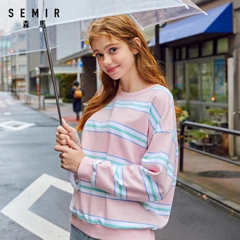 SEMIR Contrast stitching sweatshirt women 2020 autumn new half-high collar loose pullover hoodies sweet clothes comfortable
SEMIR Contrast stitching sweatshirt women 2020 autumn new half-high collar loose pullover hoodies sweet clothes comfortable