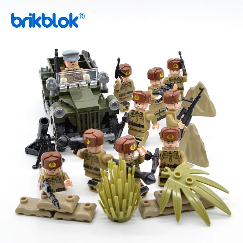 Custom WW2 Military Building Blocks Sets Red Army German US Soviet Gaz-67 Vehicle Construction Kids Toys for Children
Custom WW2 Military Building Blocks Sets Red Army German US Soviet Gaz-67 Vehicle Construction Kids Toys for Children