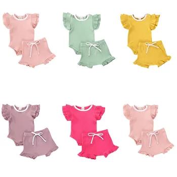 Toddler Baby Girls Summer Clothes Newborn Baby Girls Ruffles Sleeve Ribbed Knitted Bodysuits+Drawstring Shorts Casual Outfits
Toddler Baby Girls Summer Clothes Newborn Baby Girls Ruffles Sleeve Ribbed Knitted Bodysuits+Drawstring Shorts Casual Outfits