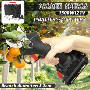 21V 1500W Rechargeable Electric Pruning Scissors Pruning Shears Garden Pruner Secateur Branch Cutter Cutting Tool w/2x Battery
21V 1500W Rechargeable Electric Pruning Scissors Pruning Shears Garden Pruner Secateur Branch Cutter Cutting Tool w/2x Battery