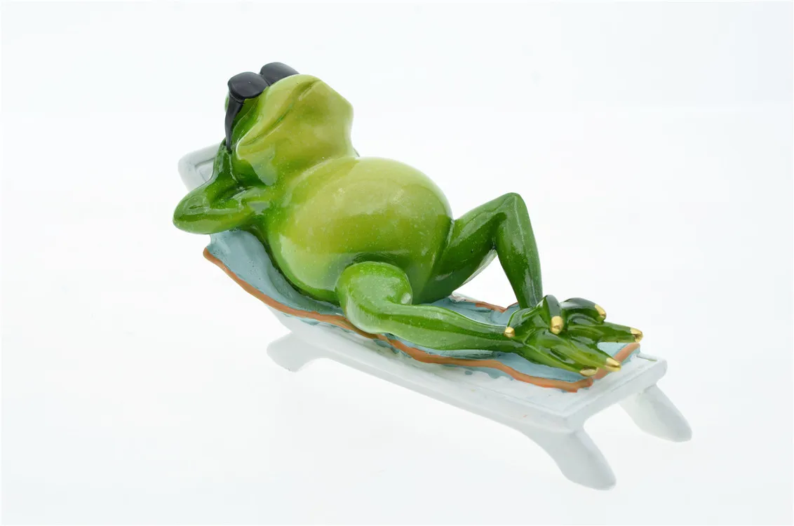 MYBLUE 2Pcs/Set Kawaii Garden Animal Resin Lovers Frog Enjoy Life On Vacation Figurine Nordic Home Room Decoration Accessories