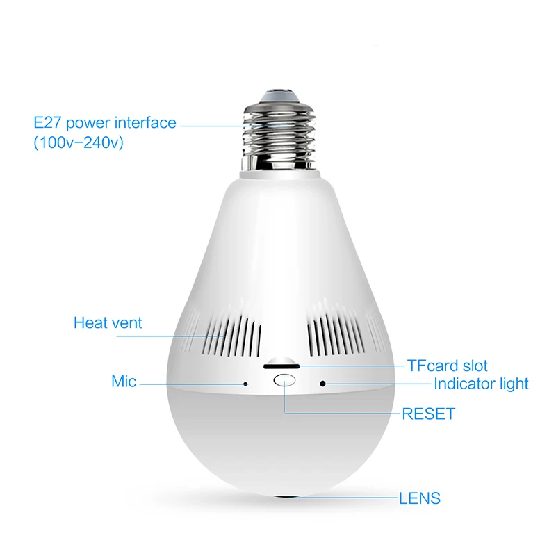 Latest Neasgor 3MP Wifi IP Camera Light Bulb 360 Degree Wi-Fi Fisheye CCTV Camera Home Security Wireless Panoramic Camera
Latest Neasgor 3MP Wifi IP Camera Light Bulb 360 Degree Wi-Fi Fisheye CCTV Camera Home Security Wireless Panoramic Camera
