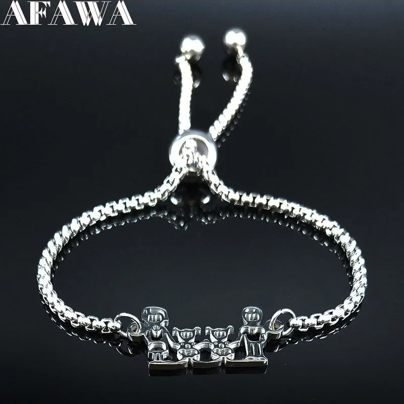 Family Dad Mum Two Girl Stainless Steel Bracelet Women Silver Color Chain Bracelet Jewelry acero inoxidable joyeria mujer B18595
Family Dad Mum Two Girl Stainless Steel Bracelet Women Silver Color Chain Bracelet Jewelry acero inoxidable joyeria mujer B18595