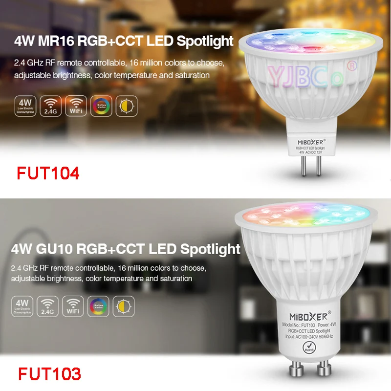 Miboxer 4W RGB+CCT LED Spotlight FUT103 GU10 FUT104 MR16 led Bulb lamp for Bedroom Restaurant Sitting room Cook room lighting
Miboxer 4W RGB+CCT LED Spotlight FUT103 GU10 FUT104 MR16 led Bulb lamp for Bedroom Restaurant Sitting room Cook room lighting