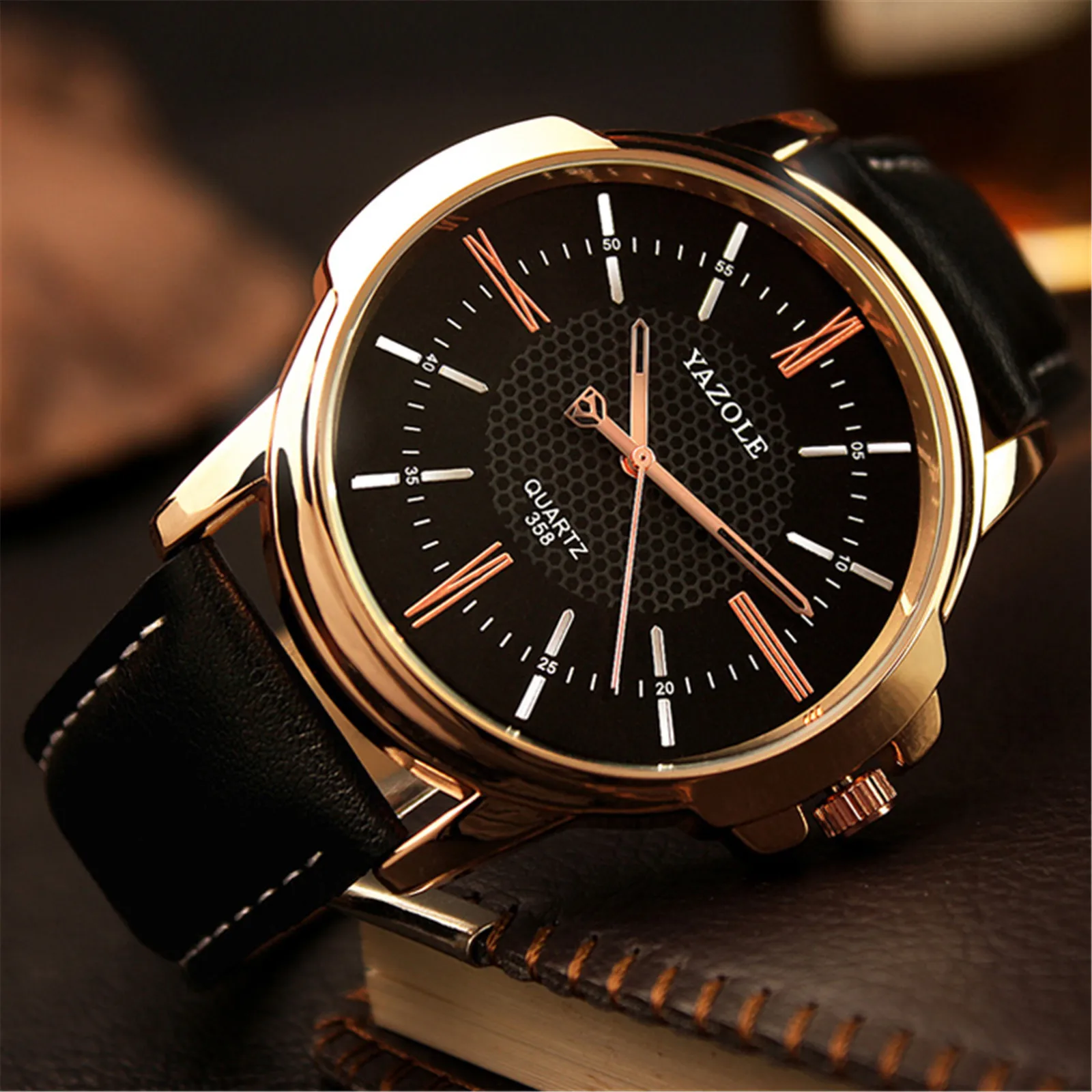 

New Watch Quartz Analog Wrist Watch Black Band Black Dial Faux Leather Band Mens Blu-ray Roman Numerals Minimalist Watch