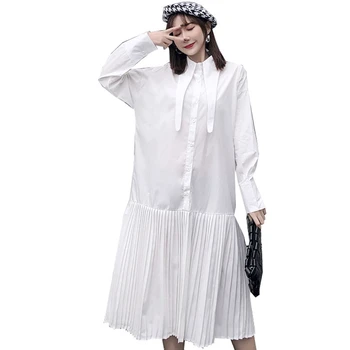 QING MO White Women Chiffon Dress 2020 Women Spring Pleated Dress Female Casual Solid Blouse Dress Loose ZQY2767
QING MO White Women Chiffon Dress 2020 Women Spring Pleated Dress Female Casual Solid Blouse Dress Loose ZQY2767