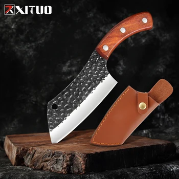 XITUO 2020 New Hand Forged Chef Knife Sharp High Carbon Steel Meat Cleaver Beef Knife Rosewood Handle With Leather Case
XITUO 2020 New Hand Forged Chef Knife Sharp High Carbon Steel Meat Cleaver Beef Knife Rosewood Handle With Leather Case