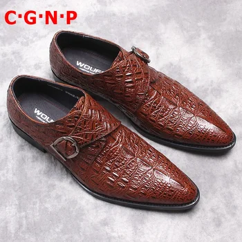 C·G·N·P Luxury Fashion Crocodile Pattern Buckles Men Shoes British Style Pointed Toe Slip On Dress Shoes Handmade Wedding Shoes
C·G·N·P Luxury Fashion Crocodile Pattern Buckles Men Shoes British Style Pointed Toe Slip On Dress Shoes Handmade Wedding Shoes