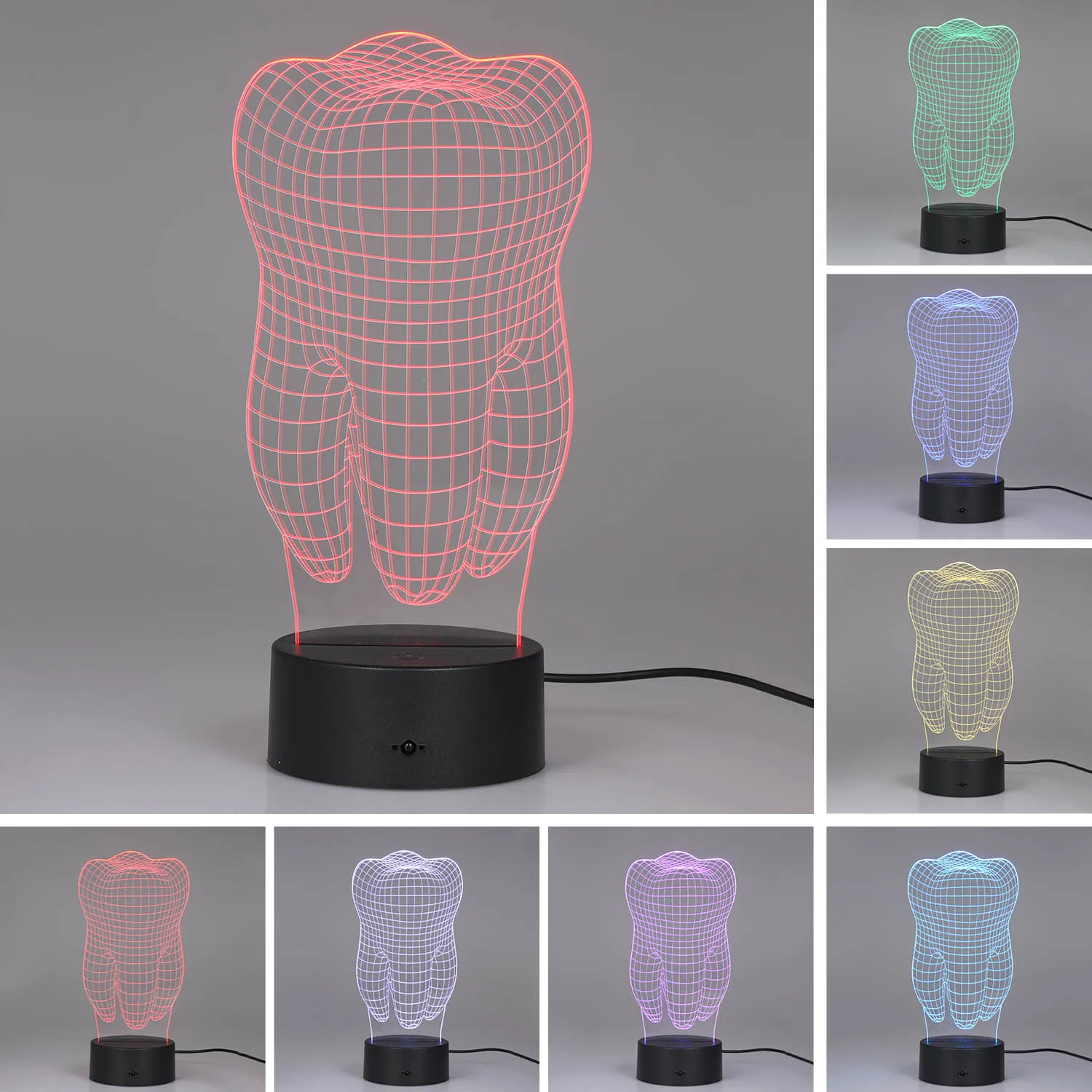 

Teeth Type 3D Led Lamp Colorful 3D Tooth Gradient Light Dental Clinic Artwork Artware Night Dental Shows Dental Creative Gift