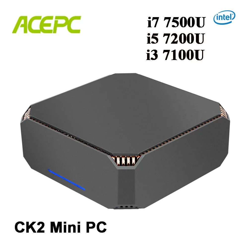 CK2 Intel Core маленький ПК i7 7500U i5 7200U i3 7100U мини настольный Windows 10 Linux Gigabit WiFi COM HDMI VGA 6 * USB 4K