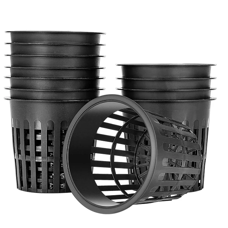 

15 Pack 4 Inch Net Cups Slotted Mesh Wide Lip Filter Plant Net Pot Bucket Basket for Hydroponics