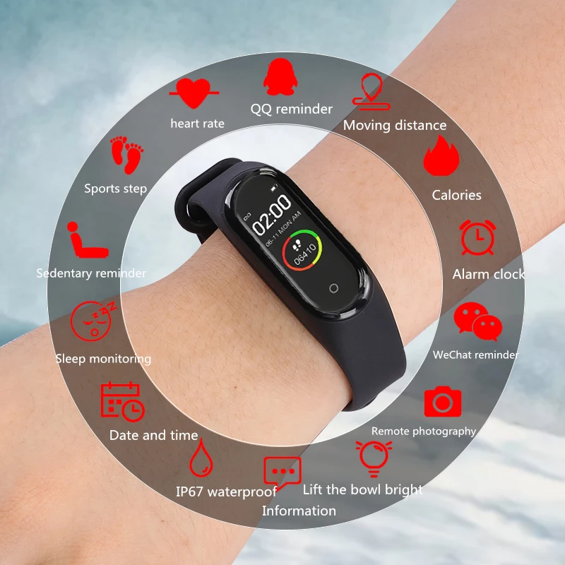 M4 Smart band 4 Fitness Tracker Watch Sport bracelet Heart Rate Blood Pressure Smartband Monitor Health Wristband
M4 Smart band 4 Fitness Tracker Watch Sport bracelet Heart Rate Blood Pressure Smartband Monitor Health Wristband