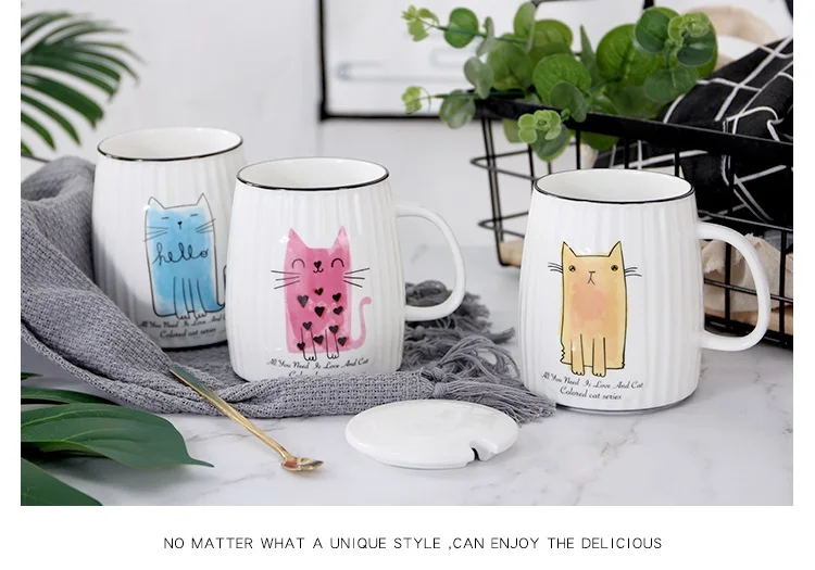 oussirro cute cat kitty creative ceramic mugs cup