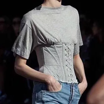 DEAT 2020 new summer fashion women clothing round neck short sleeves drawstring seals high slim waist T-shirt female top WL85402
DEAT 2020 new summer fashion women clothing round neck short sleeves drawstring seals high slim waist T-shirt female top WL85402