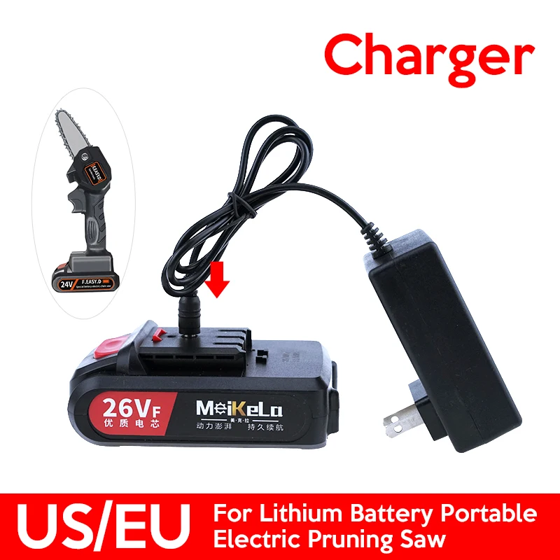 Charger for 24V Lithium Battery Portable Electric Pruning Saw Rechargeable Electric Saws Woodworking by US/EU
Charger for 24V Lithium Battery Portable Electric Pruning Saw Rechargeable Electric Saws Woodworking by US/EU