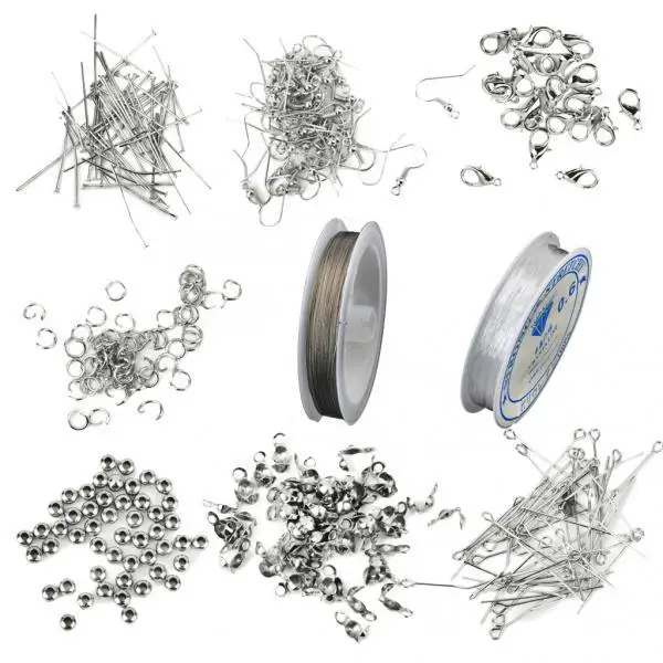 Jewellery Making Starter Kit Findings Elastic Cord Thread silver color Jewellery Making Starter Kit Findings Elastic Cord Thread silver color
