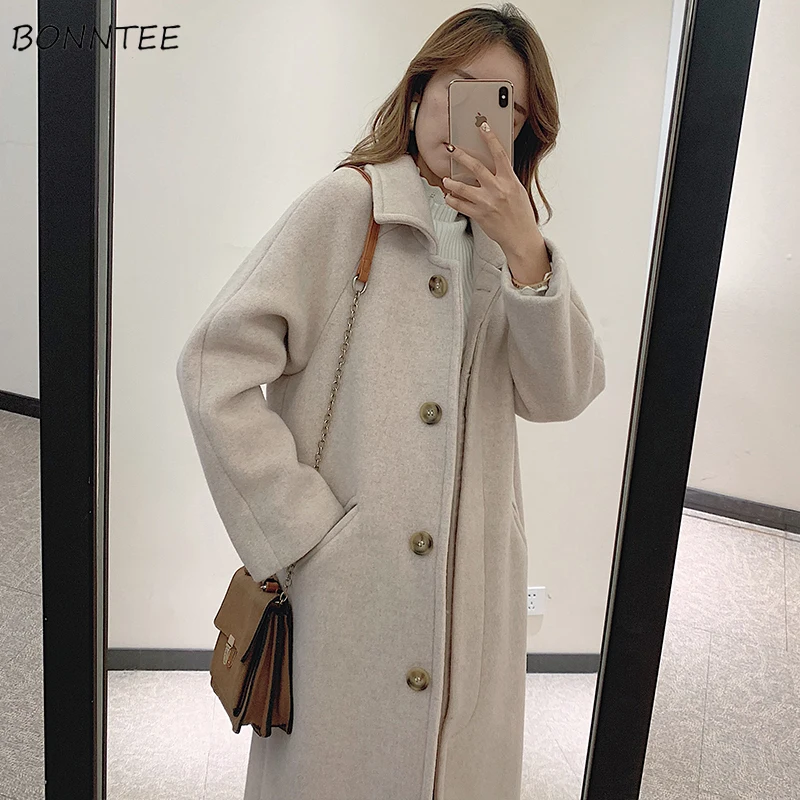 Wool Blends Women New Korean Style Slim Coat Long Students Leisure Thickening High Quality Elegant Soft Solid Womens Clothing
Wool Blends Women New Korean Style Slim Coat Long Students Leisure Thickening High Quality Elegant Soft Solid Womens Clothing