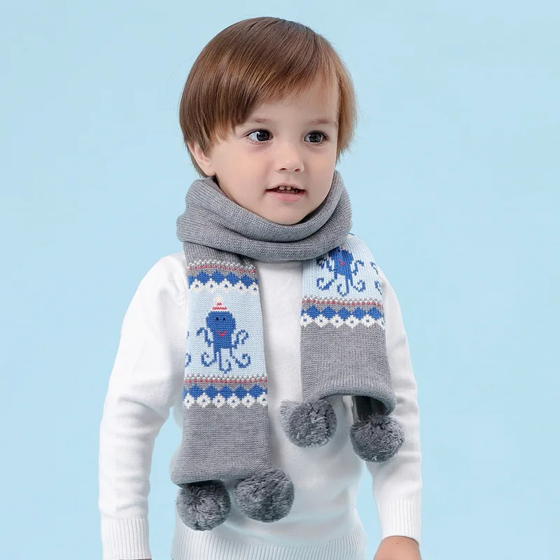 

Boy Scarf Winter Knit Cape Kid Warm Fleece Shawl Cotton Accessory Long Skiing Outdoor Toddler Baby