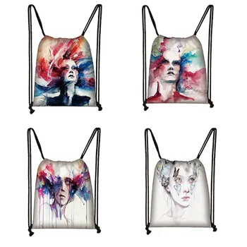 Ink painting girl / multi-element pattern drawstring bag fashion girl canvas soft backpack female travel bag female storage bag
Ink painting girl / multi-element pattern drawstring bag fashion girl canvas soft backpack female travel bag female storage bag