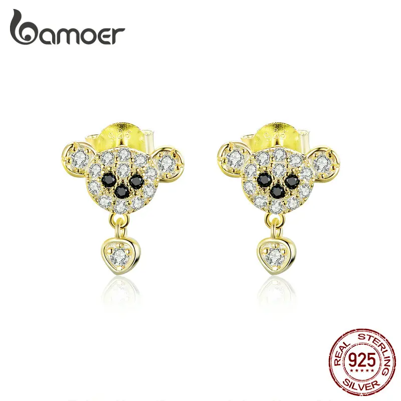 bamoer 100% Sterling Silver 925 Sir. Bear Animal Stud Earrings for Women Gold Color Clear CZ Paved Ear Pins Jewelry SCE788 
bamoer 100% Sterling Silver 925 Sir. Bear Animal Stud Earrings for Women Gold Color Clear CZ Paved Ear Pins Jewelry SCE788