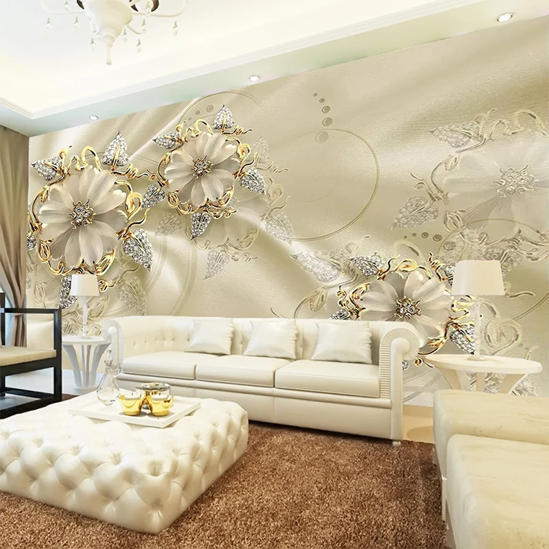 Custom-3D-Mural-Wallpaper-European-Style-Diamond-Jewelry-Golden-Flower-Backdrop-Decor-Mural-Modern-Art-Wall (3)