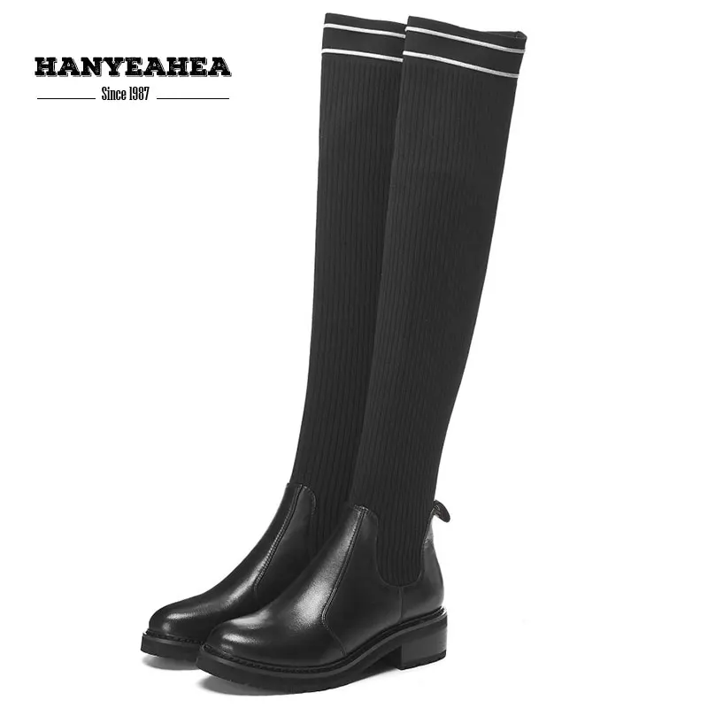Knitting Women's Boots Concise Leisure Boots Stockings Sweet Fashion Patchwork Elastic Band Knee High Boots
Knitting Women's Boots Concise Leisure Boots Stockings Sweet Fashion Patchwork Elastic Band Knee High Boots