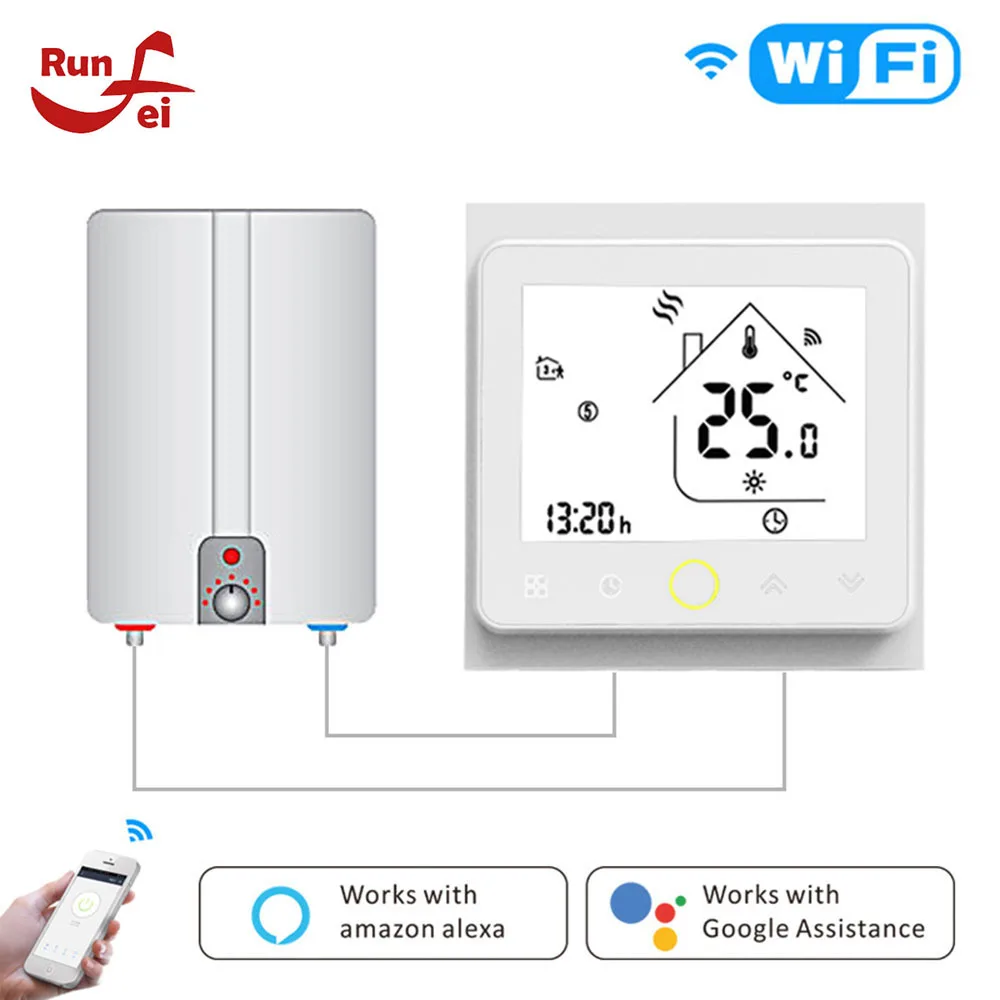 

WiFi Smart control Thermostat Temperature Controller for Water/Electric floor Heating Water/Gas Boiler Works with Alexa Google