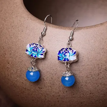 Women's S925 Sliver Dangler Blue Green Agate Challcedony Round Beads Earrings Eardrop Gift for Female Fine Jade Jewelry 
Women's S925 Sliver Dangler Blue Green Agate Challcedony Round Beads Earrings Eardrop Gift for Female Fine Jade Jewelry