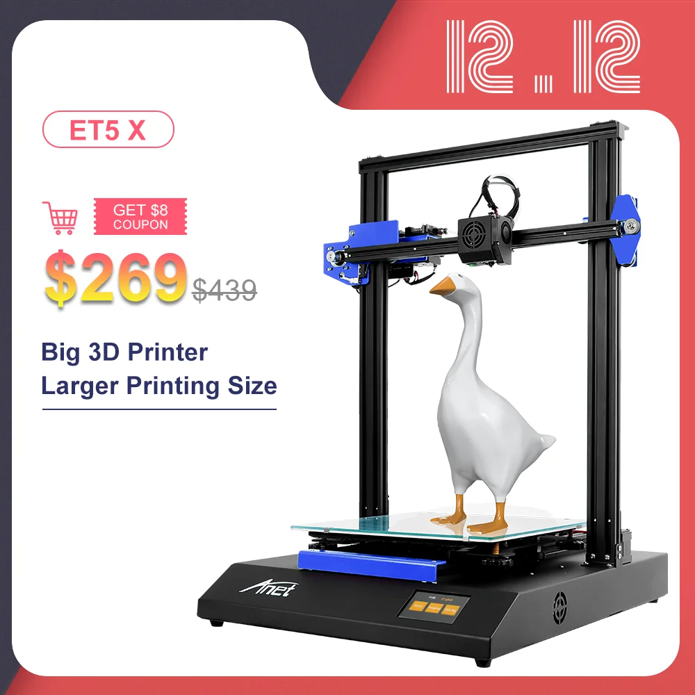 Anet ET5X 3D Printer All Metal High Precision Auto-leveling Semi-DIY Kit Dual Z Axis Dual Z Motors Printing size 300*300*400mm
Anet ET5X 3D Printer All Metal High Precision Auto-leveling Semi-DIY Kit Dual Z Axis Dual Z Motors Printing size 300*300*400mm
